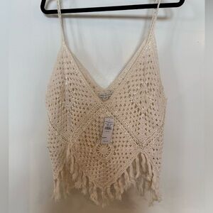 American Eagle Outfitters Cream Crochet Tank